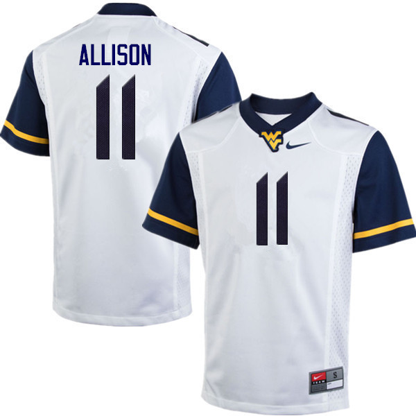 NCAA Men's Jack Allison West Virginia Mountaineers White #11 Nike Stitched Football College Authentic Jersey UR23Y04AL